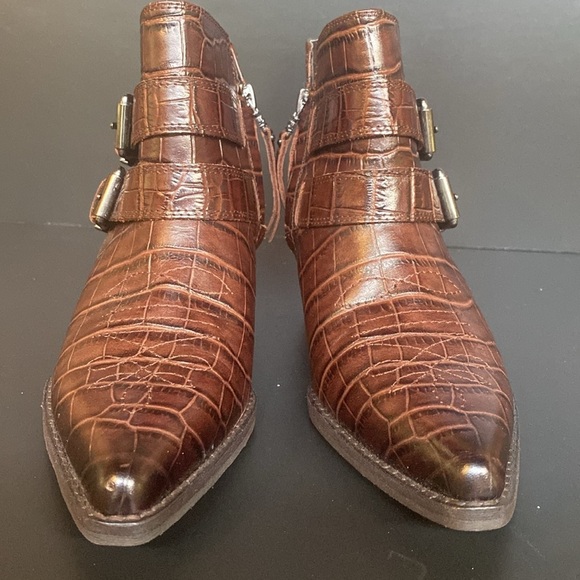 Anthropologie x Sam Edelman Windsor Ankle Western Bootie Chocolate Brown Sz 6 - Picture 2 of 8